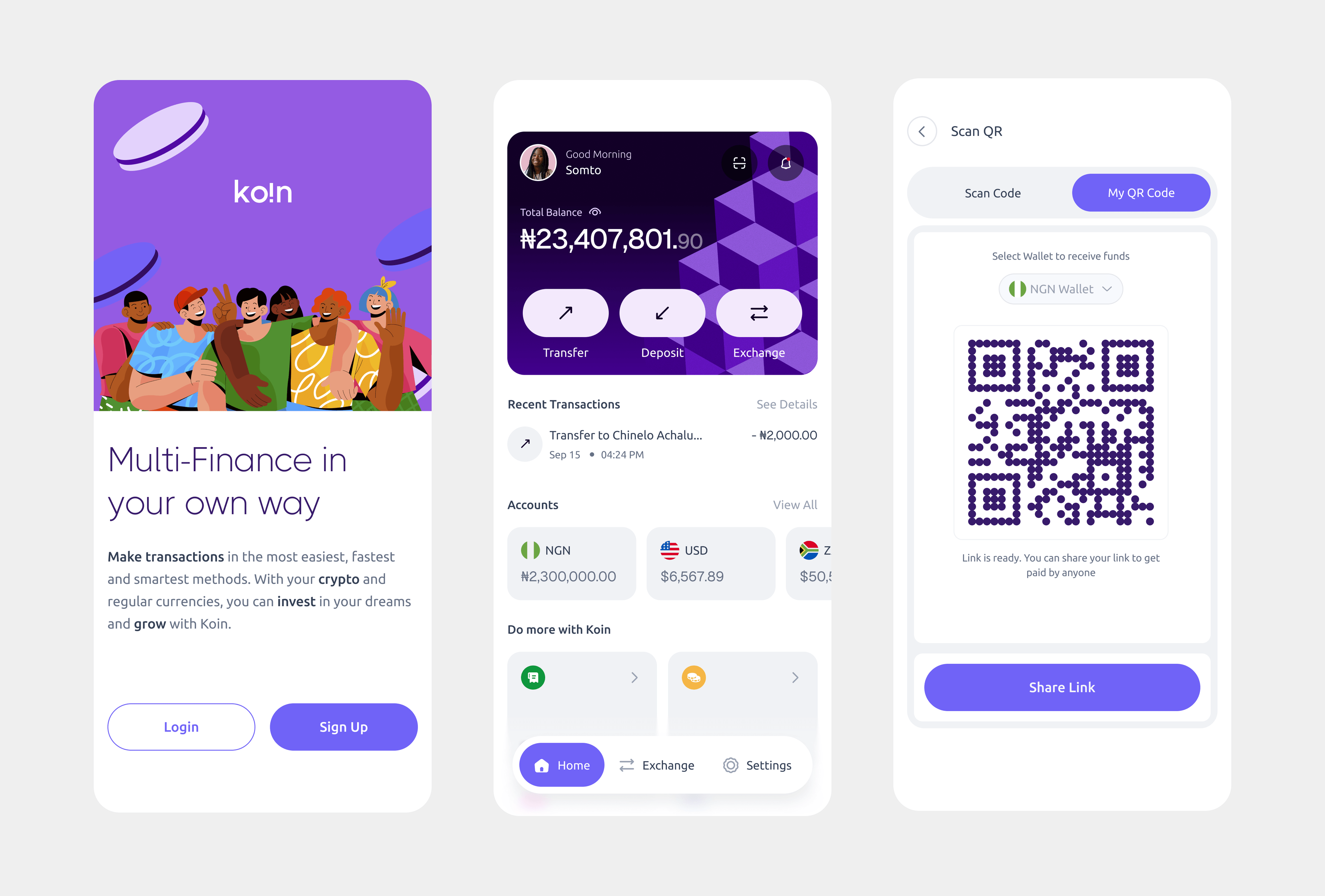 KOIN wallet interface walkthrough
