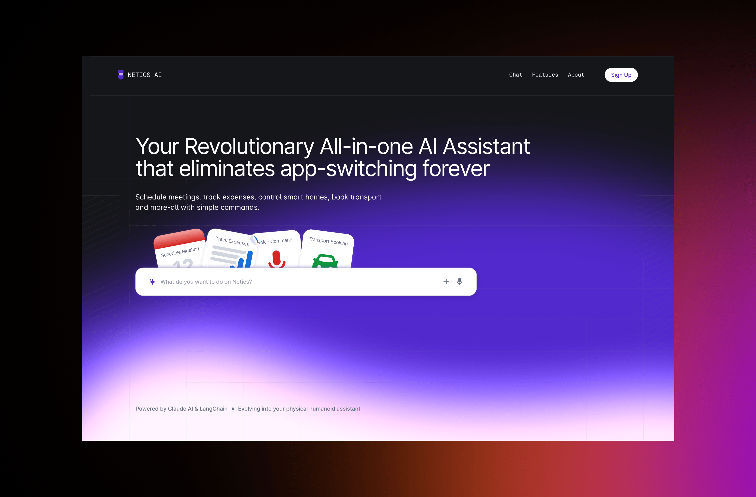 Netics AI all-in-one assistant landing page