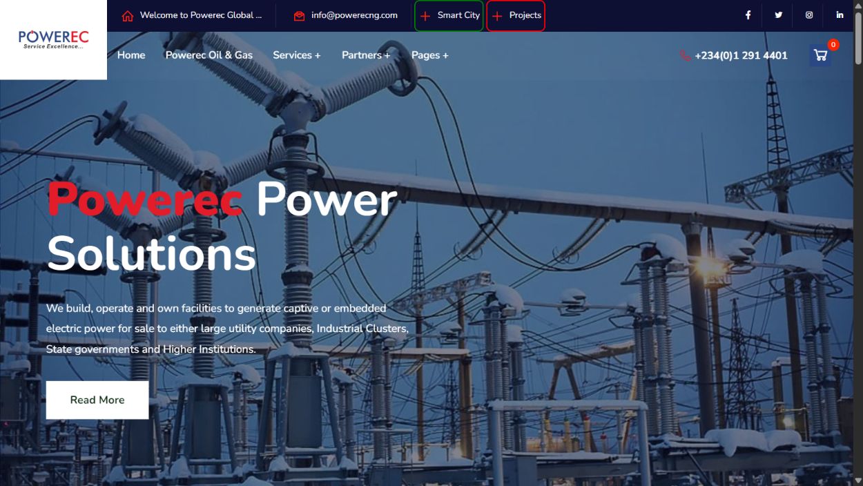 Original POWEREC homepage before the redesign