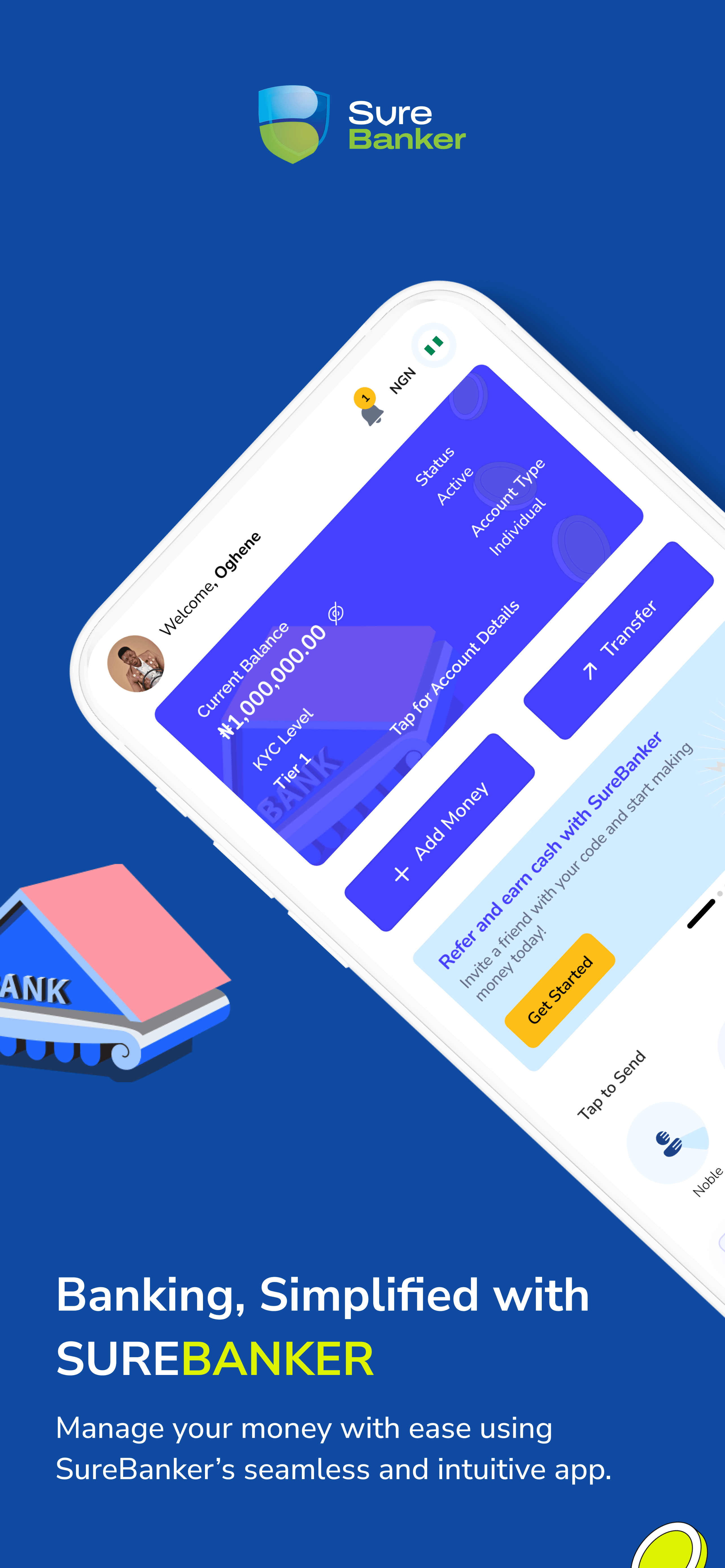 SureBanker mobile banking home presented for release