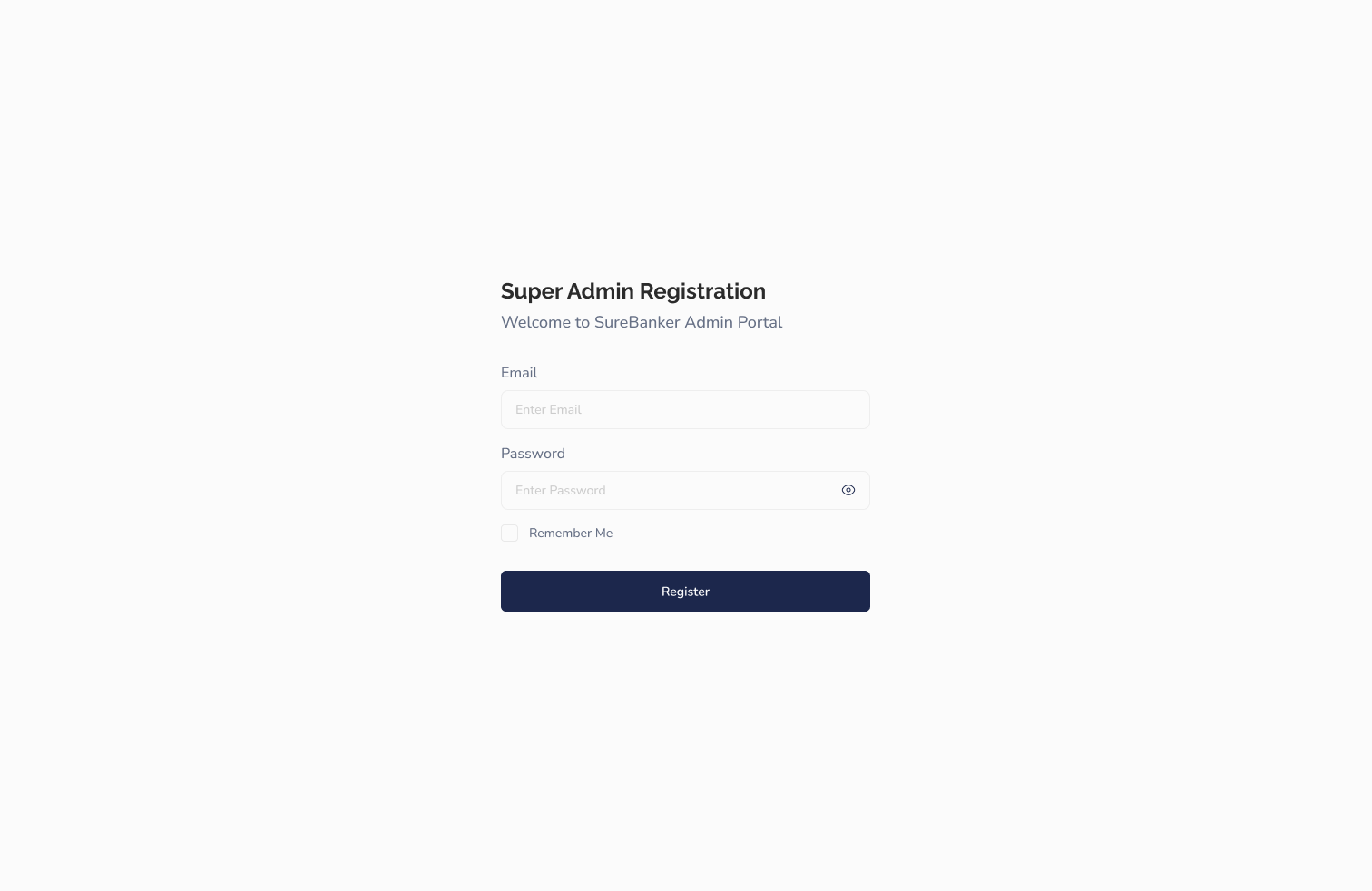 SureBanker admin account creation