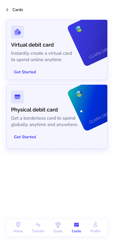 Virtual and physical card management flow