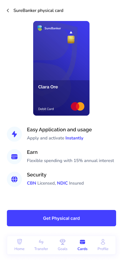 SureBanker physical-card introduction