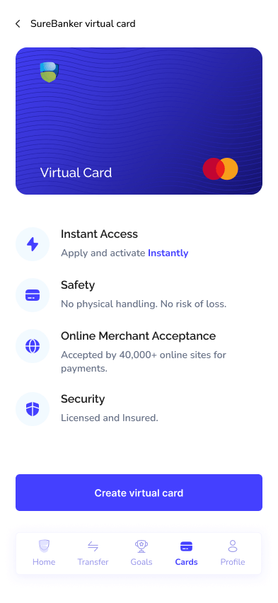 SureBanker virtual-card introduction