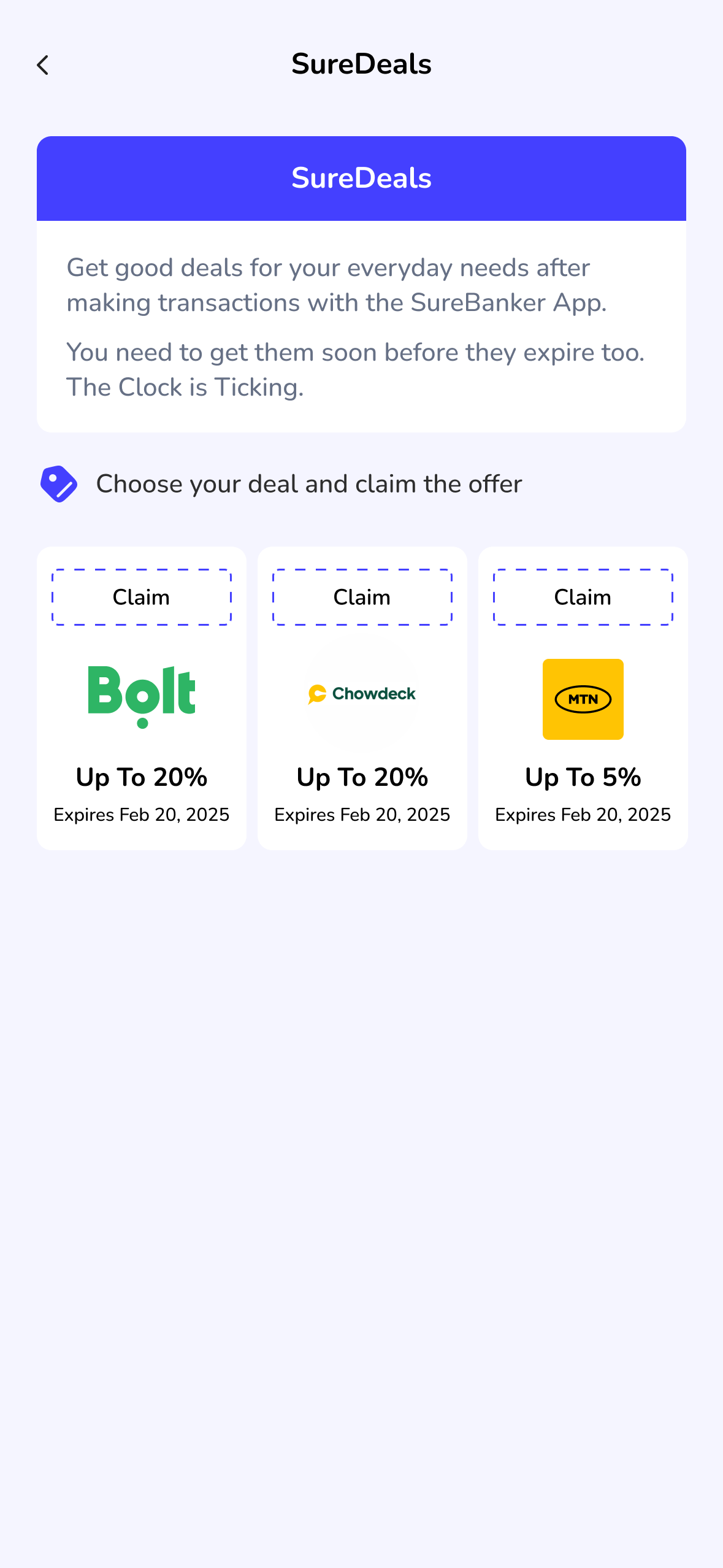 SureBanker SureDeals product concept