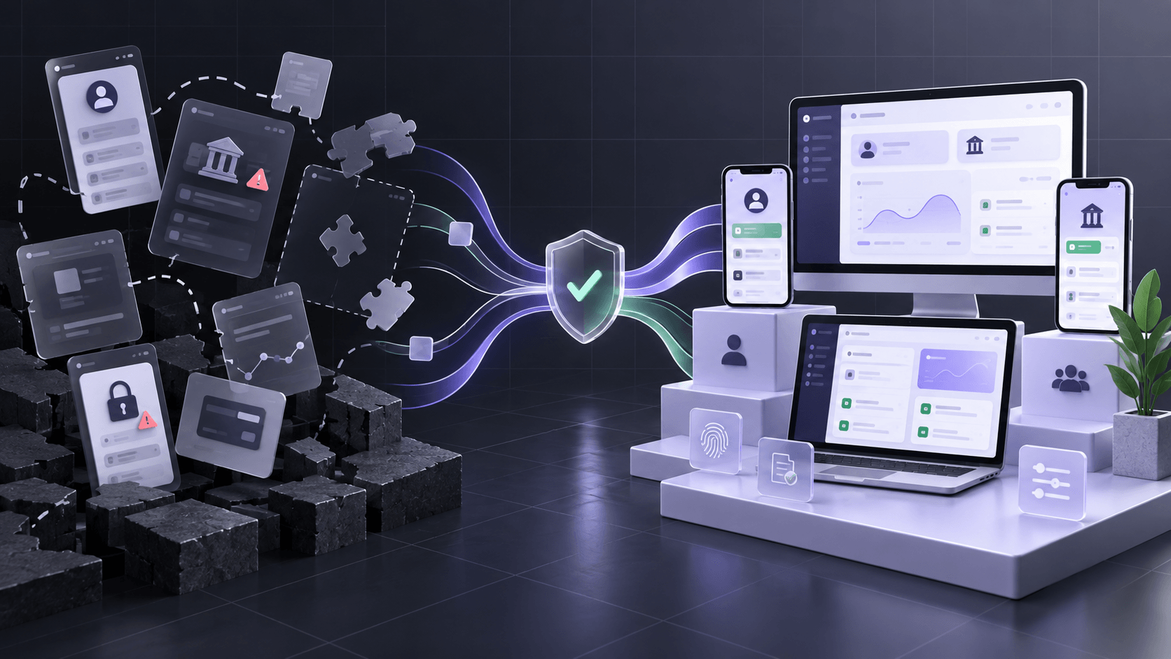 Fragmented SureBanker journeys resolving into a connected and trustworthy multi-surface financial system