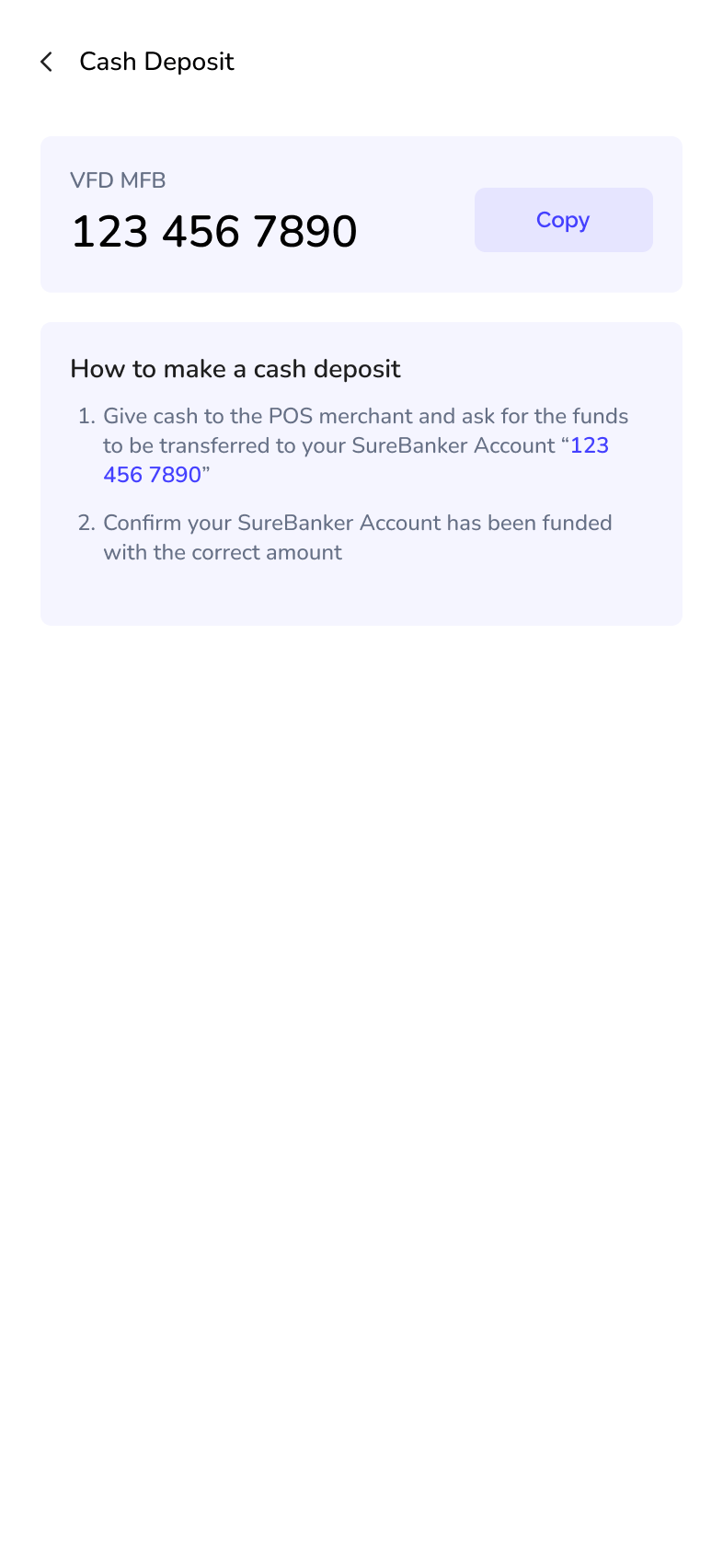 SureBanker cash-deposit instructions